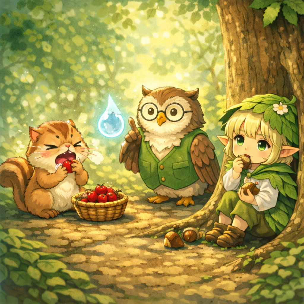 静かな森の中、少し考え込むような空気の漂う場所